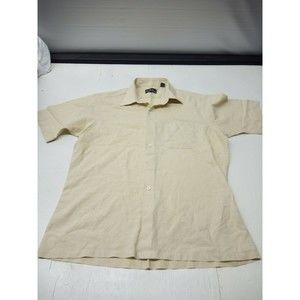 Countess Ears Beige Pocket Dress Shirt Button Up Short Sleeve Large